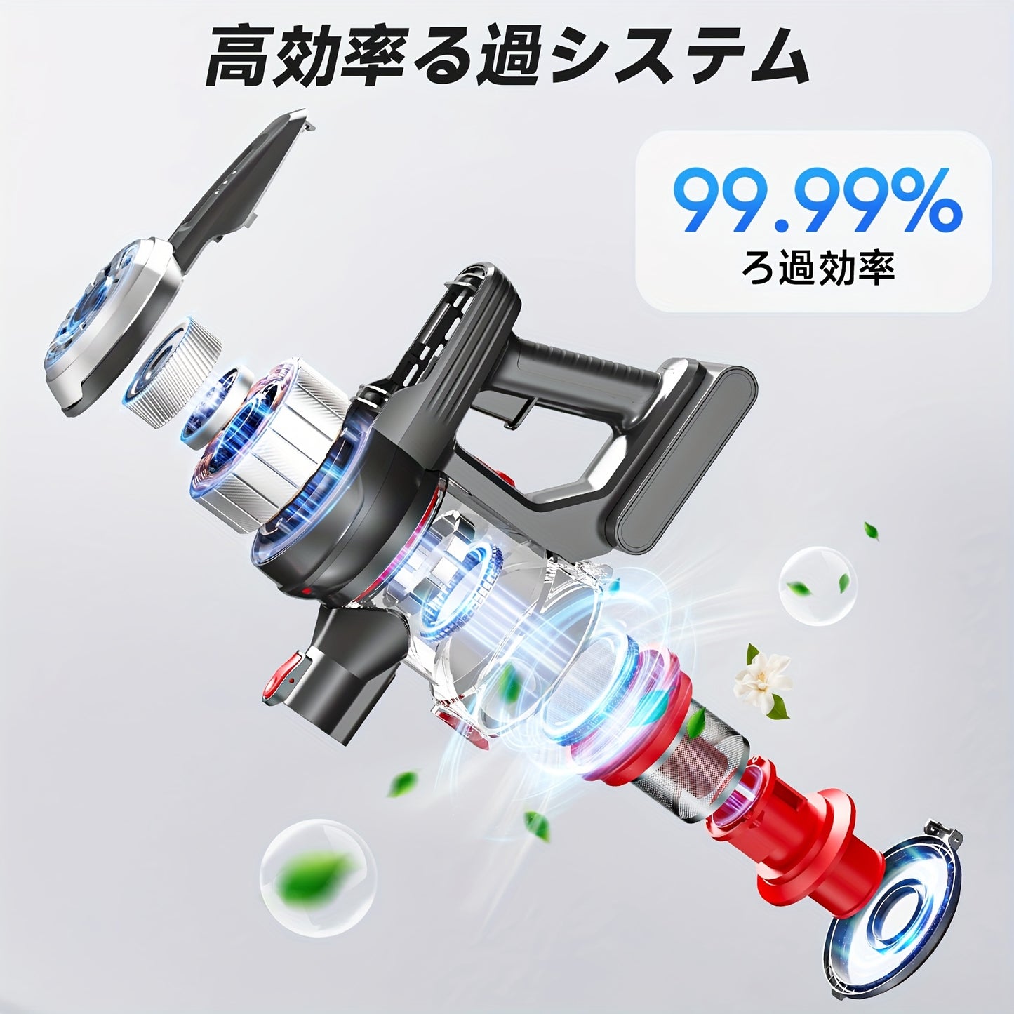 XINSHE A7 30000Pa 強力コードレス掃除機、取り外し可能なバッテリー充電、アップグレードされたフロアブラシ、10段階伸縮ロッド設計、最大運転時間45分、家庭用カーペット、ペットの毛、フローリングに適した家庭用必需品