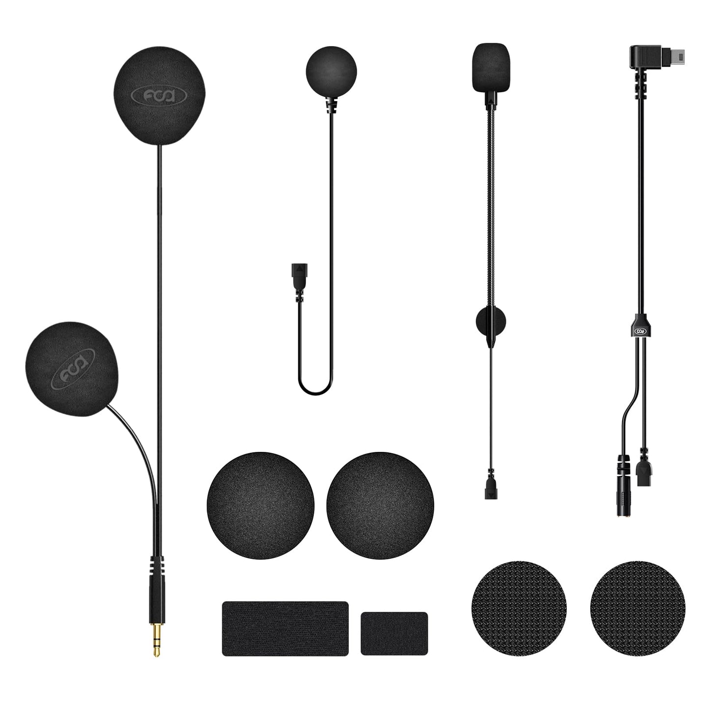 バイク用インカム M1-S Pro専用 ヘッドセット USB Mini-B端子 オプション品 強化HI-FI音質 ヘルメット用イヤホン 二種類マイク&スピーカー マジックテープ同封