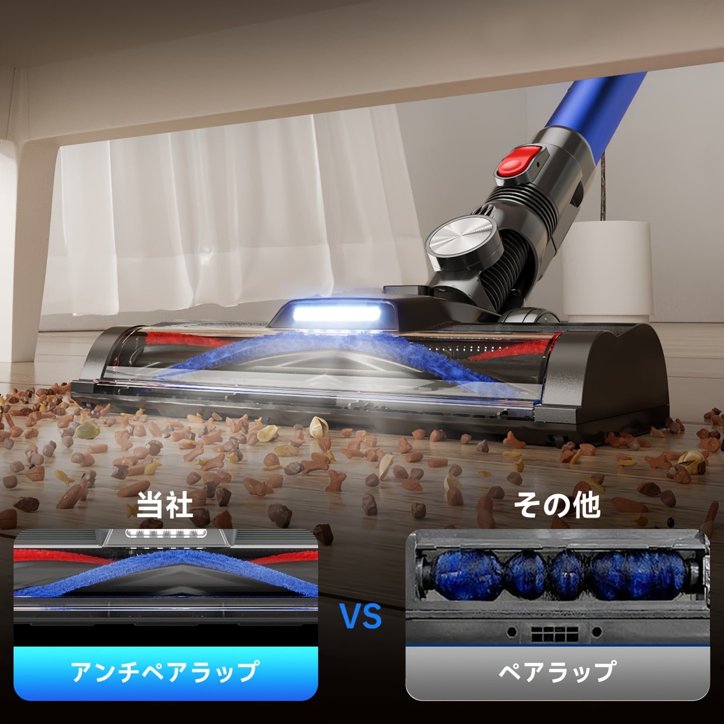 XINSHE A7 30000Pa 強力コードレス掃除機、取り外し可能なバッテリー充電、アップグレードされたフロアブラシ、10段階伸縮ロッド設計、最大運転時間45分、家庭用カーペット、ペットの毛、フローリングに適した家庭用必需品