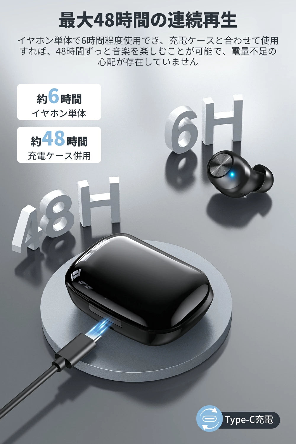 KYH ワイヤレスイヤホン【2025革新設計】 bluetooth イヤホン 48時間連続再生 ブルートゥース イヤホン Hi-Fi高音質 小型軽量 IPX7防水 Bluetooth5.4 LEDディスプレイ AAC/SBC片耳/両耳イヤホン bluetooth ENCノイズキャンセリング