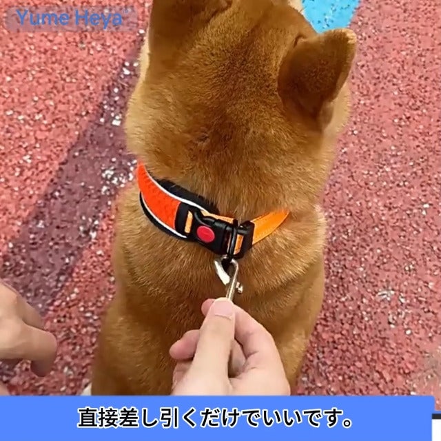 首輪 トレーニング首輪 散歩用 サンドイッチネット地 + 合金金具 首回り広幅デザイン(首へ優しい) 弾力性あり柔らかい 軽量 着用簡単