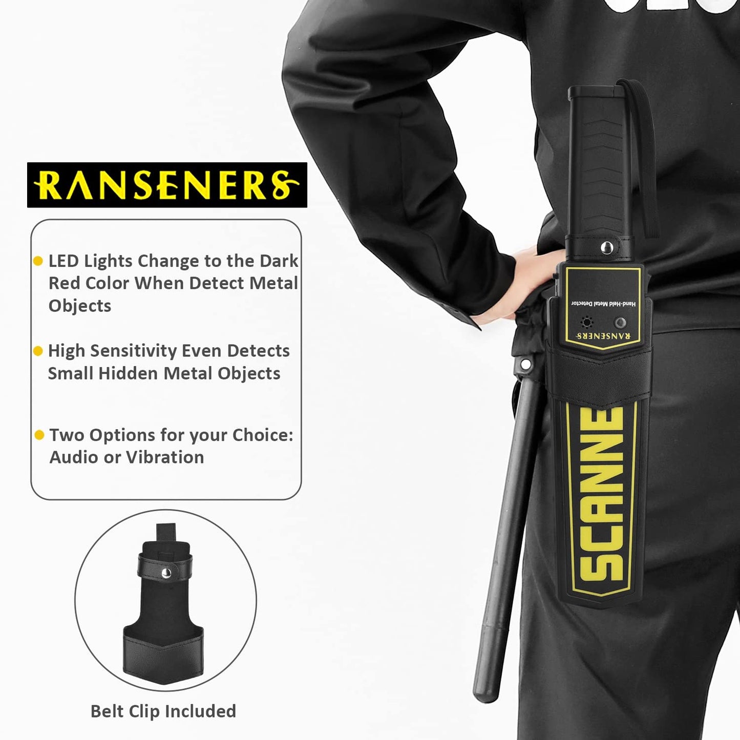 R RANSENERS ハンドヘルド金属探知機ピンポインター - 大人と子供のための金属探知機、ライトなし (MD-3003B1)