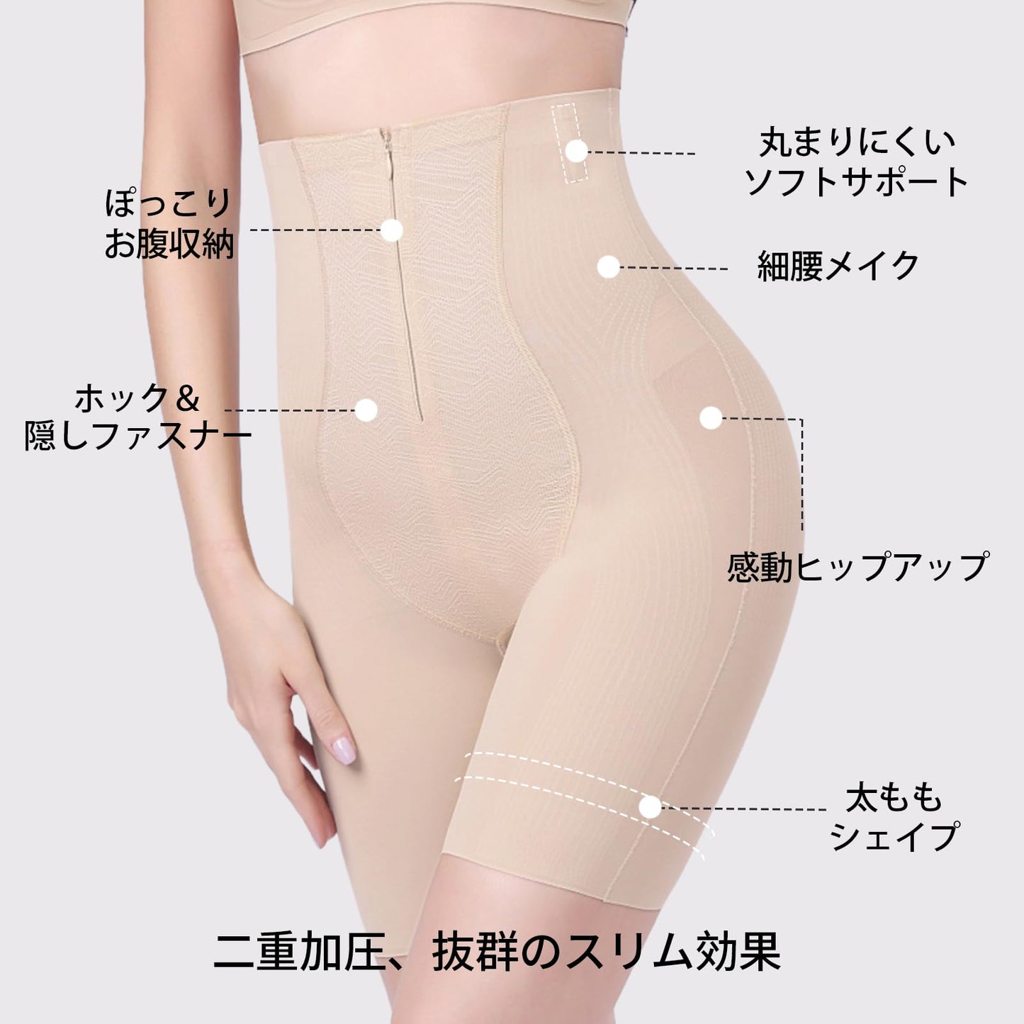 ガードル 【瞬間お腹引き締め・ 引き締め ヒップアップ 】補正下着 3D美尻サポート フリーな着心地 フロントファスナー