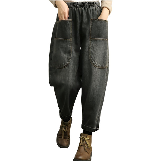 岡山デニムサルエルパンツ レディース 児島ジーンズ ワイドパンツ デニム 9分丈 秋服 ゆったり ガウチョパンツ ロング おしゃれ 美脚 着痩せ 体型カバー カジュアル ウェストゴム 大きいサイズ 普段着 秋 春