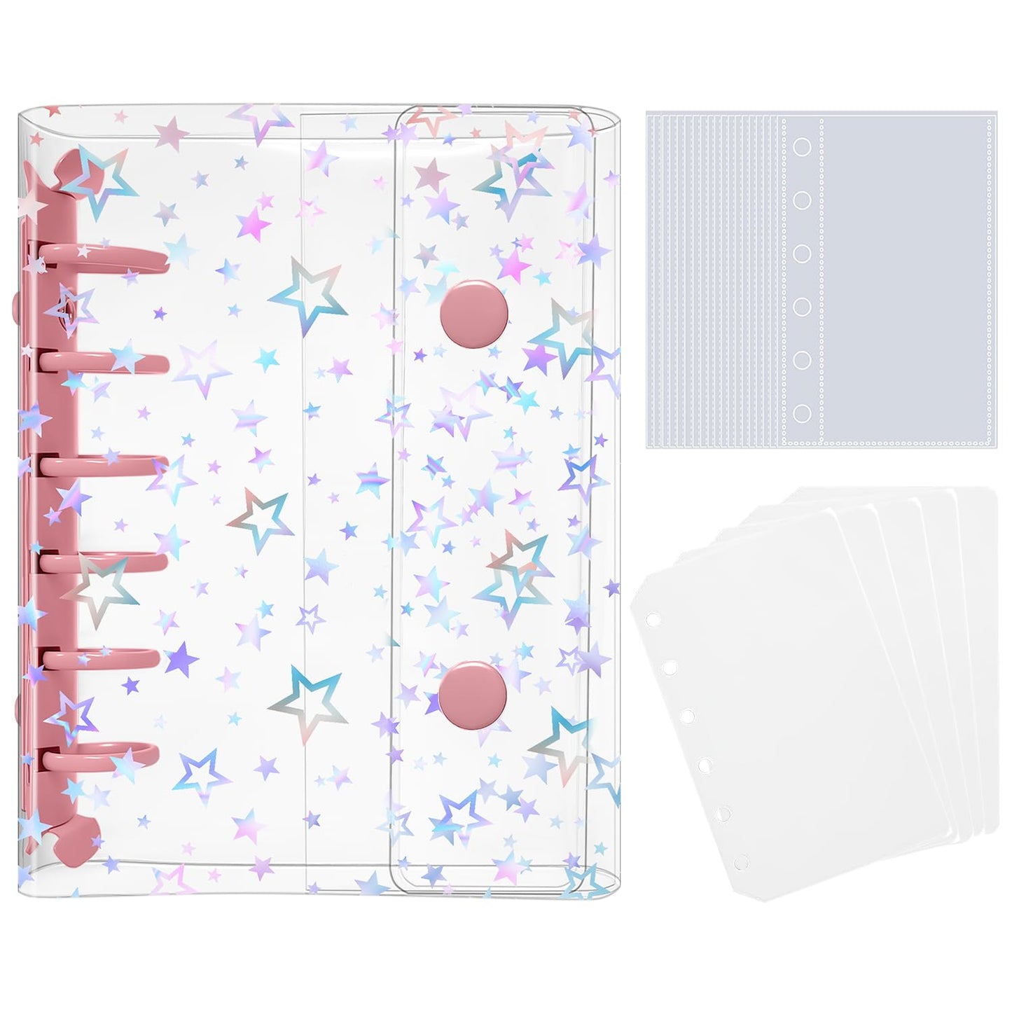 シール帳 バインダー 透明 A7 【20枚リフィル+5枚PPシート】 プラバン ミニ はがせる 下敷き クリア台紙 手帳 プリ帳 カードスリーブ 女の子 コラージュノート