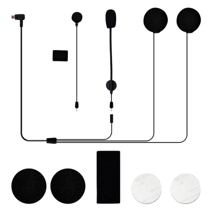 バイク用インカム M1-S Pro専用 ヘッドセット USB Mini-B端子 オプション品 強化HI-FI音質 ヘルメット用イヤホン 二種類マイク＆スピーカー マジックテープ同封