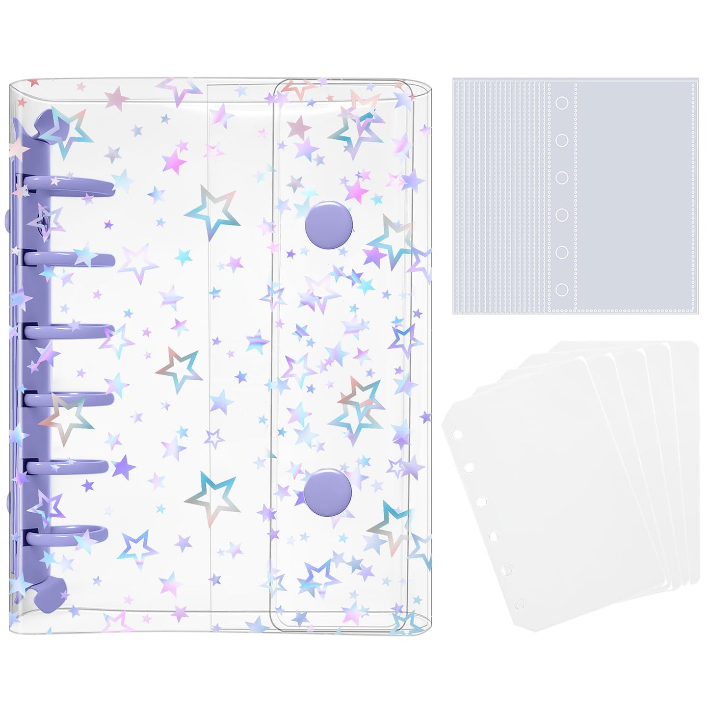 シール帳 バインダー 透明 A7 【20枚リフィル+5枚PPシート】 プラバン ミニ はがせる 下敷き クリア台紙 手帳 プリ帳 カードスリーブ 女の子 コラージュノート