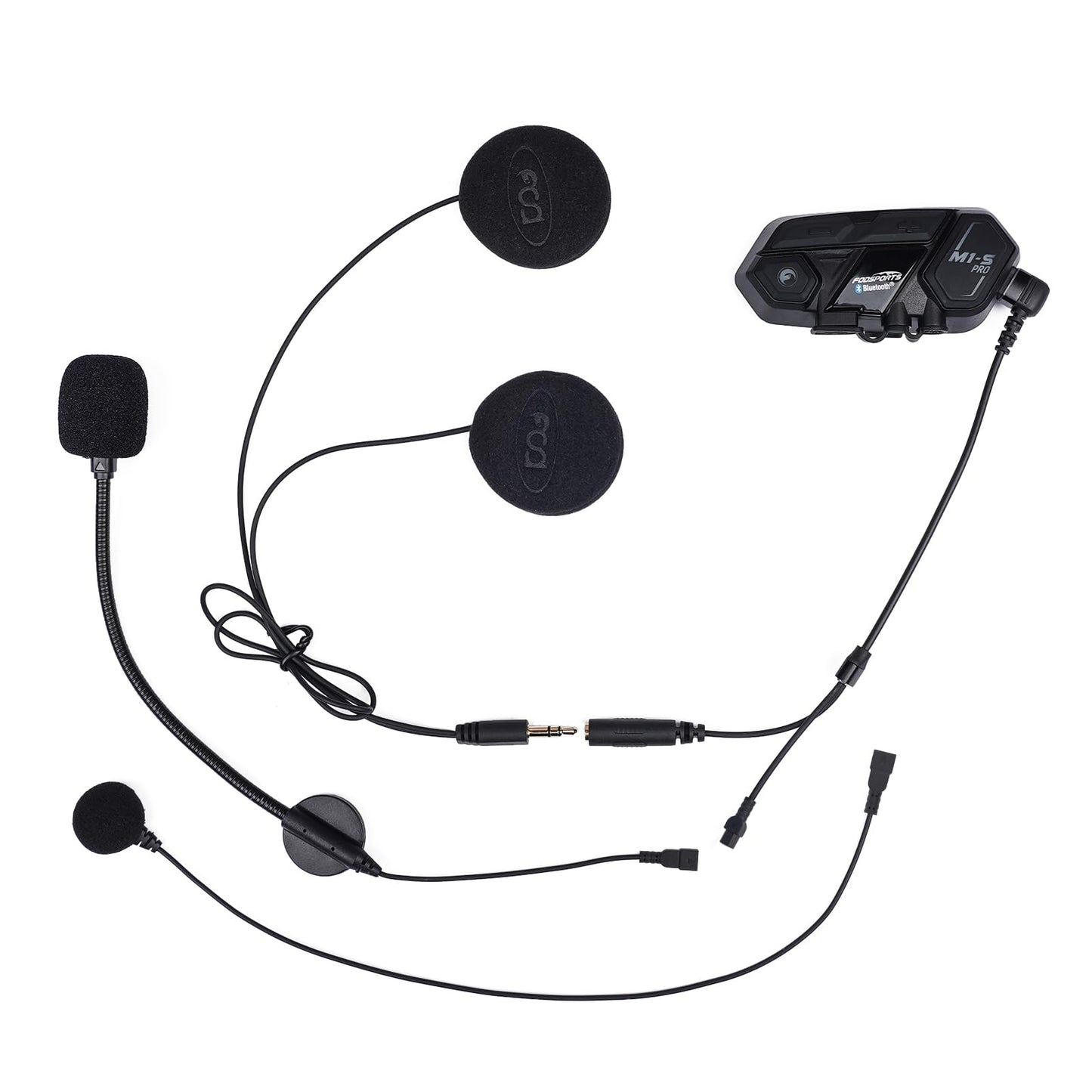 バイク用インカム M1-S Pro専用 ヘッドセット USB Mini-B端子 オプション品 強化HI-FI音質 ヘルメット用イヤホン 二種類マイク＆スピーカー マジックテープ同封
