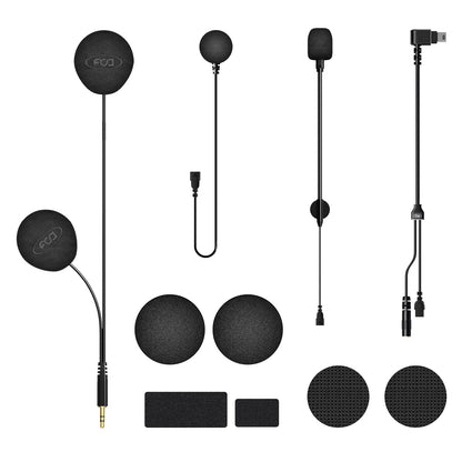 バイク用インカム M1-S Pro専用 ヘッドセット USB Mini-B端子 オプション品 強化HI-FI音質 ヘルメット用イヤホン 二種類マイク＆スピーカー マジックテープ同封