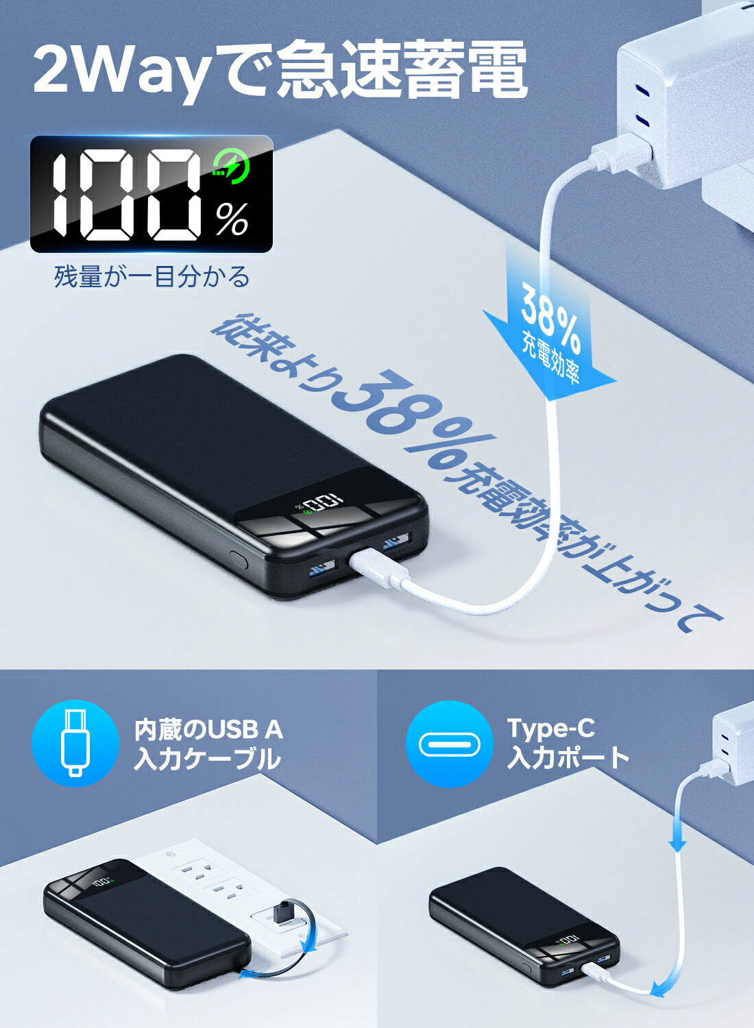 KYH 累計販売台数"300,000"台突破した【56800mAh 大容量ケーブル内蔵型モバイルバッテリー】災害時にも役立つ！モバイルバッテリー大容量 急速充電 軽量 持ち運び便利 安全設計 PSE認証済【56800mAh大容量&4本ケーブル内蔵】モバイルバッテリー 大容量 5台同時充電 LCD残量表示 最大2.4A出力 急速充電 モバイルバッテリー iPhone Android/iPad全機種対応 携帯充電器 スマホ充電器 マルチ保護 旅行/出張/停電対策/防災