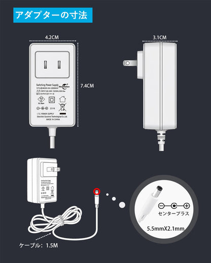 ACアダプター 12V 3A DC12V 電源アダプター 5.5mm×2.1mm 最大出力36W PSE認証済 AC100-240V センタープラス 保護機能付き LEDテープライト/監視カメラ/ルーター/モニター/スピーカー給電用 充電器