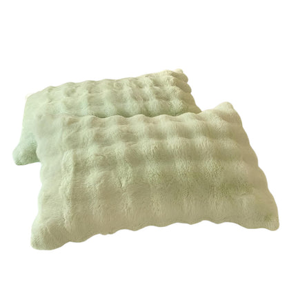 枕カバー ラビットファー 2PCSセット ピローケース もこもこ かわいい フランネル 48×74cm 秋冬用 暖かい 毛布 枕ケース 柔らかい 洗える お手入れ簡単 インテリア 寒さ対策
