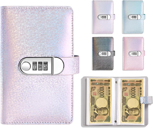 貯金箱 お札【大容量100枚収納】貯金ファイル バインダー 貯金手帳 現金預金帳保管帳 レトロなパスワードロック付きマネークリップ 現金保管用マネーブック おもしろ お札封筒貯金 100万円 家計管理 可愛い レトロデザイン ギフト対応