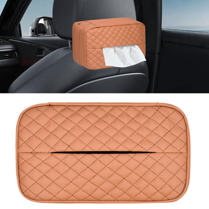 車用ティッシュケース PUレザー素材 22.54 x 12.07 x 8.81 cm以内対応 ヘッドレスト・扶手・ダッシュボード・サンバイザー取付 車内を清潔に保つ おしゃれ ティッシュホルダー（黒）