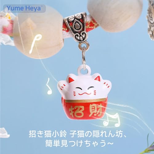 和風猫首輪 防虫クスの木 × 手作り木綿布 招き猫ベル & 職人刺繍 中小型共⽤