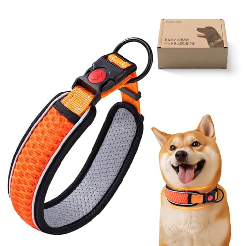 首輪 トレーニング首輪 散歩用 サンドイッチネット地 + 合金金具 首回り広幅デザイン（首へ優しい） 弾力性あり柔らかい 軽量 着用簡単