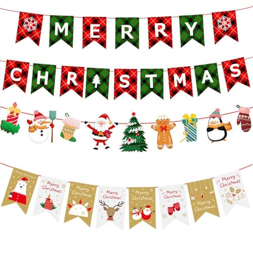 クリスマス 飾り 3種類セット ガーランド Merry Christmas 飾り付け フェルト バナー クリスマス パーティー 部屋 装飾 壁飾り