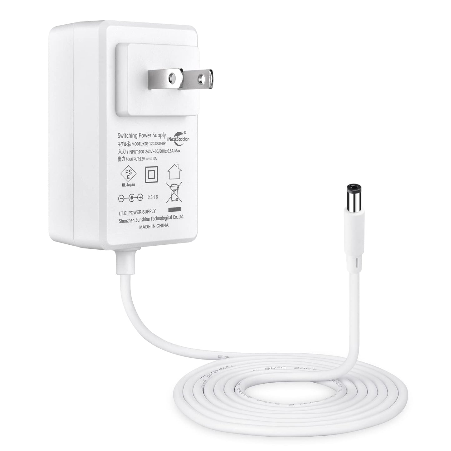 ACアダプター 12v 3A DC 入力電圧AC100-240V 最大出力36W センタープラス 外径5.5mm×内径2.1mm 保護機能付き スイッチング式 電源