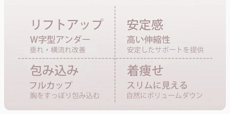 小さく見せるブラ ソフトサポート ノンワイヤーブラ バスト フルカップ 着痩せ ブラジャ－ 痛くない 補正下着 裸気持ち 通気性抜群 横流れ防止 美姿勢サポート
