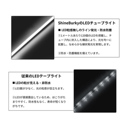 ledテープライト usb IP67防水 テープライト 3m 5v ホワイト チューブライト 6000K CRI93+ 高輝度 調光可能 切断可能 ledテープ 両面テープ
