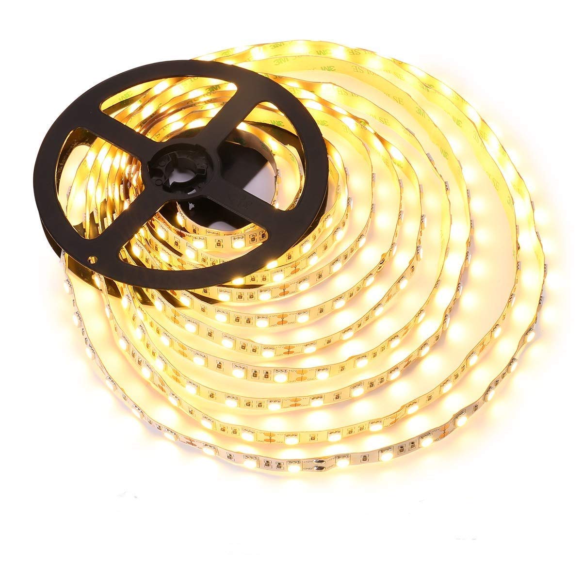 ledテープライト 5m 12v 電球色 幅10mm smd5050 60LEDs/m テープライト led 間接照明 高輝度 切断可能 両面テープ 取付簡単 寝室/車/お部屋 diy 飾り