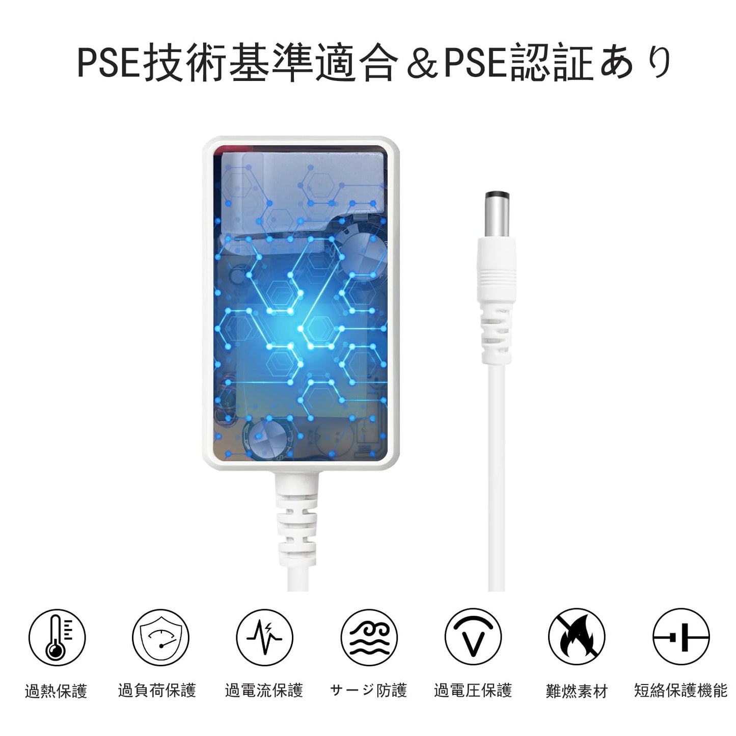 ACアダプター 12v 3A DC 入力電圧AC100-240V 最大出力36W センタープラス 外径5.5mm×内径2.1mm 保護機能付き スイッチング式 電源