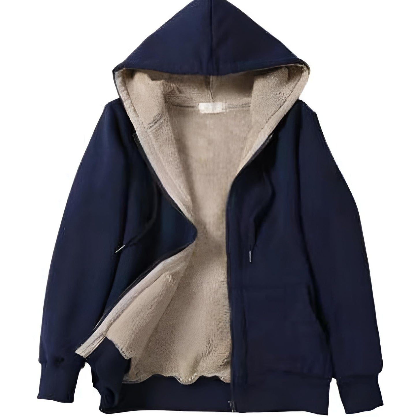 レディースボアパーカー ルーズフィット 厚手裏起毛 前開きフード付き 3シーズン対応