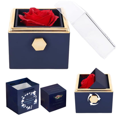 反転ジュエリー収納ボックス 宝石箱を回転  ギフトボックス ケース 花 プロポーズ クリスマス 誕生日 記念日 バレンタインデー ソープフラワー プレゼント