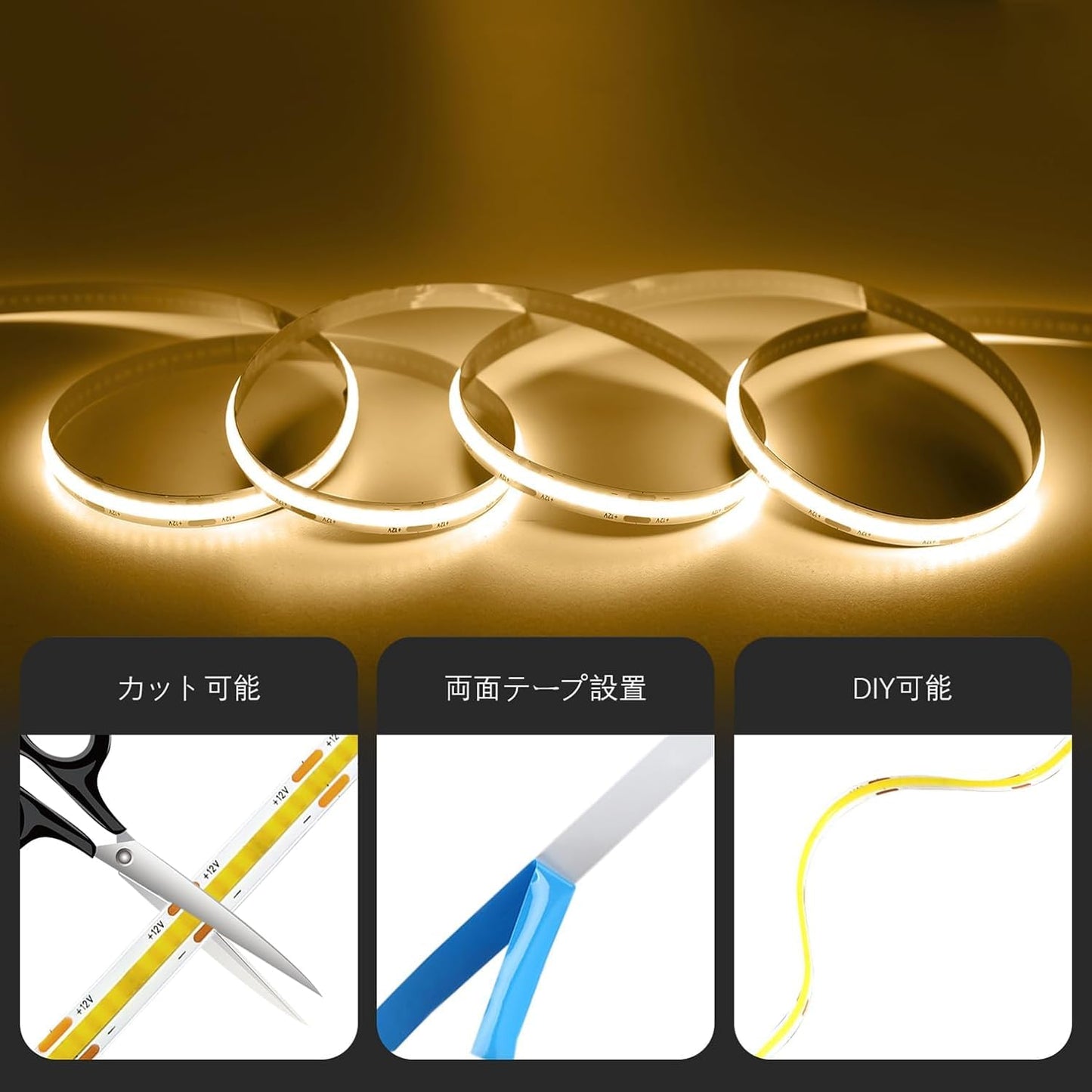 ledテープライト 10m 24V ブルー CRI93+ 高輝度 テープライト 間接照明 切断可能 取付簡単 非防水 寝室/お部屋/インドア/アウトドア 飾り DIY