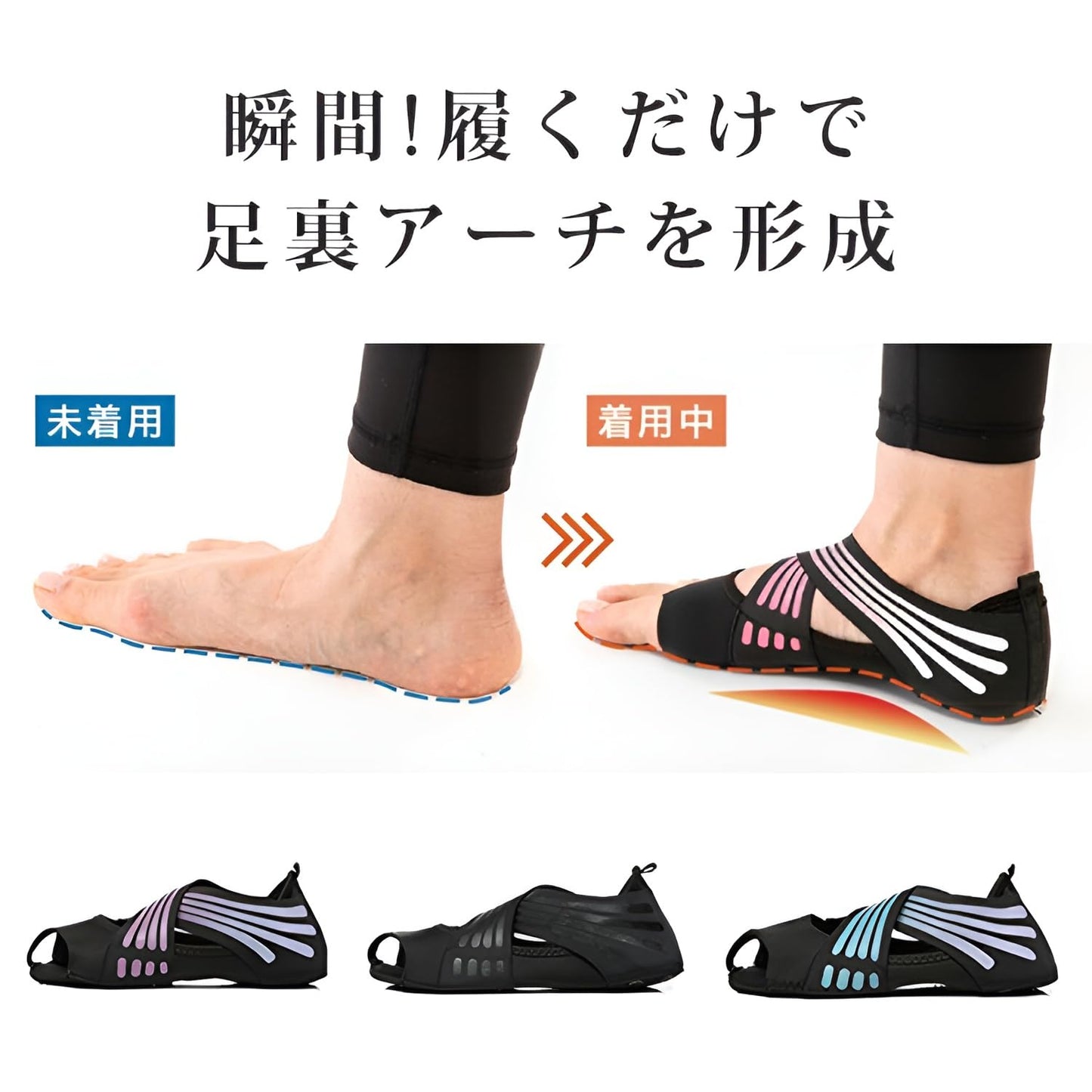 フットサポーター 5本指ヨガソックス シリコン滑り止め  足弓アーチサポート 洗濯耐久 スタジオ木床専用 床擦れ防止