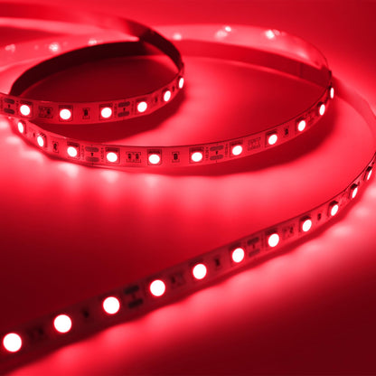 ledテープライト 5m 12v レッド 幅10mm smd5050 60LEDs/m テープライト led 間接照明 高輝度 切断可能 両面テープ 取付簡単 アタブター付き