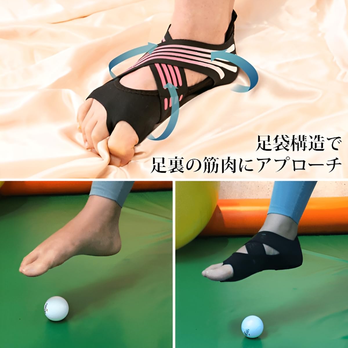 フットサポーター 5本指ヨガソックス シリコン滑り止め  足弓アーチサポート 洗濯耐久 スタジオ木床専用 床擦れ防止