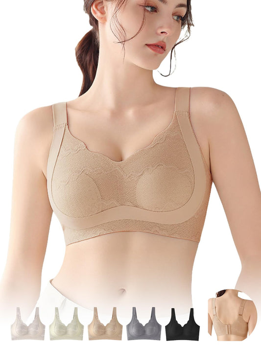 小さく見せるブラ 胸を小さく見せるブラ レース ブラジャー ノンワイヤーブラ 垂れた胸補正ブラ 脇高設計･揺れ軽減･見痩せ