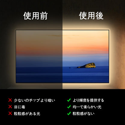 ledテープライト COB 高密度 usb給電 2m 3000K CRI>93 テープ照明 10段階調光 320LEDs/m カット可能 両面テープ設置 高輝度 テープライト