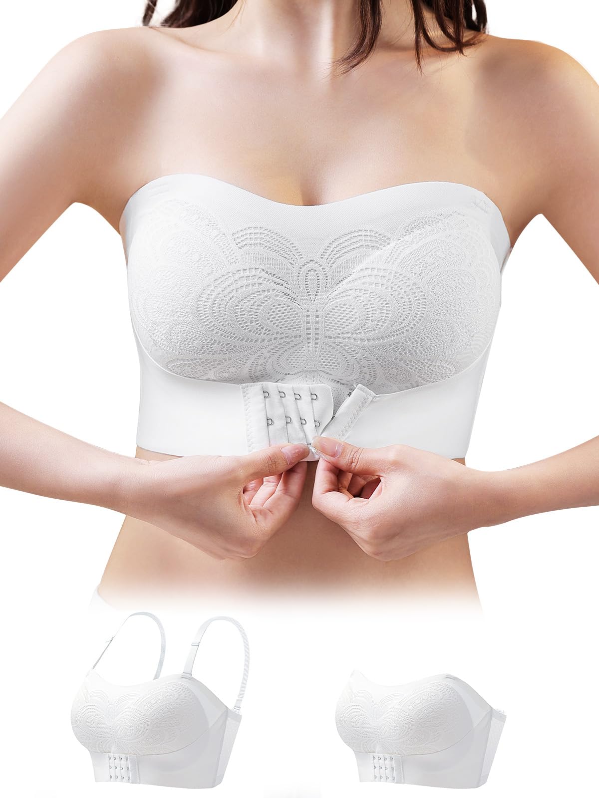 ストラップレスブラ 落ちない チューブトップ ぶら【ノンワイヤー ・しっかり安定・三重滑り止め】 紐なしブラ