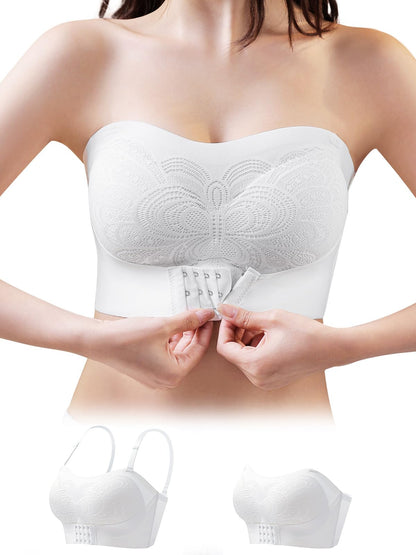 ストラップレスブラ 落ちない チューブトップ ぶら【ノンワイヤー ・しっかり安定・三重滑り止め】 紐なしブラ