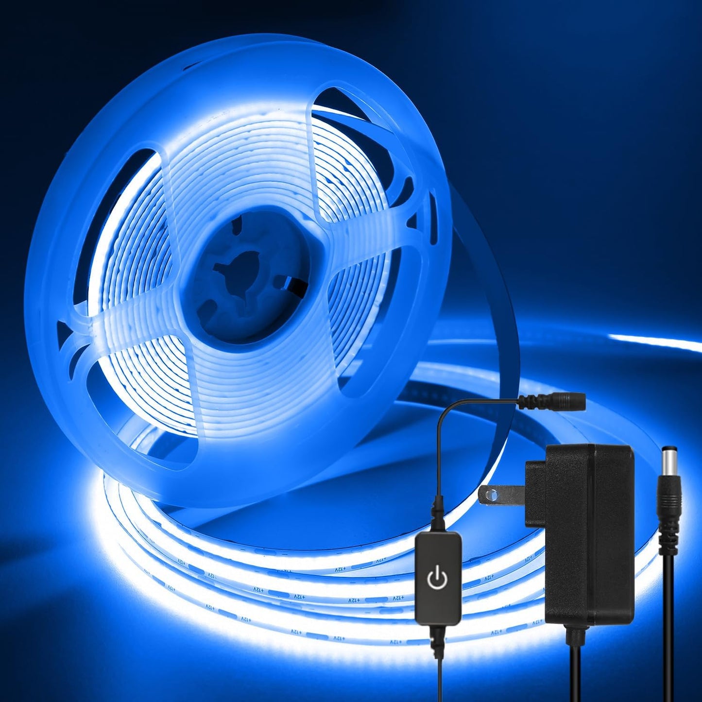 ledテープライト 5m 12v テープライト 昼光色 高輝度 CRI93+ 幅8mm PSE認証済みアダプター・調光器付き 両面テープ 間接照明 切断可能 320LEDs/m 寝室/お部屋/店舗/コレクション/看板照明