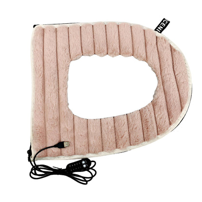 電熱便座カバー USB便座カバー 5段温度調節 43x37cm標準サイズ 洗濯可能 取手付き スマートタイマー 省エネ設計 ふわふわで 暖かい