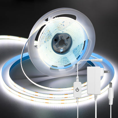 ledテープライト 5m 12v テープライト 昼光色 高輝度 CRI93+ 幅8mm PSE認証済みアダプター・調光器付き 両面テープ 間接照明 切断可能 320LEDs/m 寝室/お部屋/店舗/コレクション/看板照明