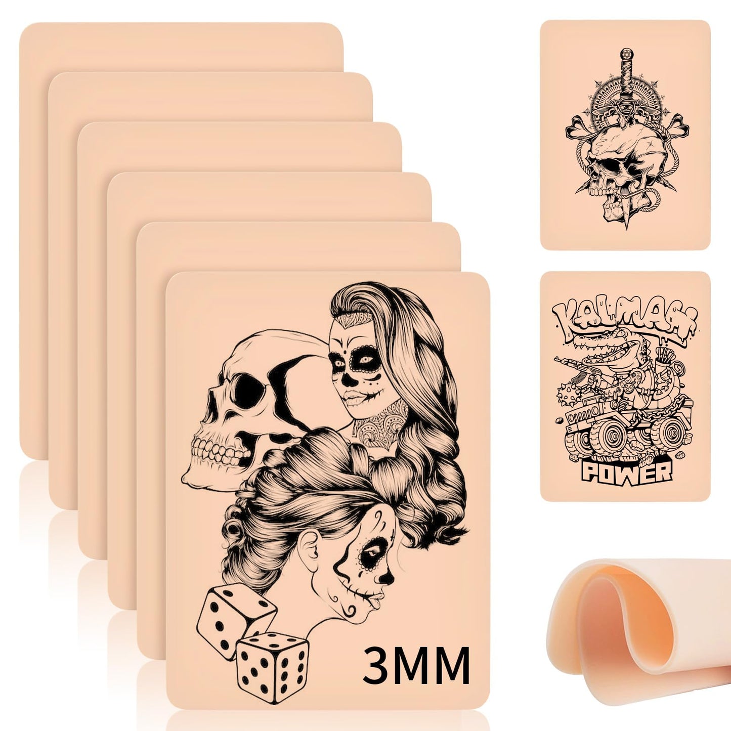 20ピース タトゥー練習用スキン 長さ20cm 幅15cm 厚さ3mm 厚手タトゥースキン練習キット 両面フェイクスキン 初心者 タトゥー タトゥー 練習用