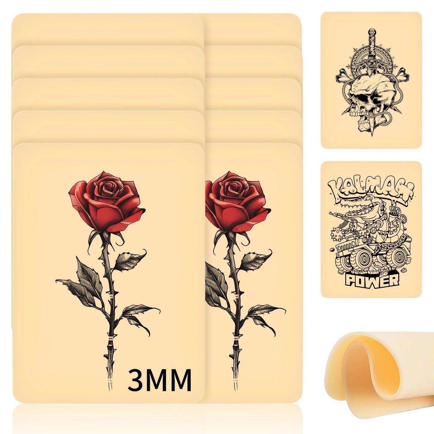 20ピース タトゥー練習用スキン 長さ20cm 幅15cm 厚さ3mm 厚手タトゥースキン練習キット 両面フェイクスキン 初心者 タトゥー タトゥー 練習用