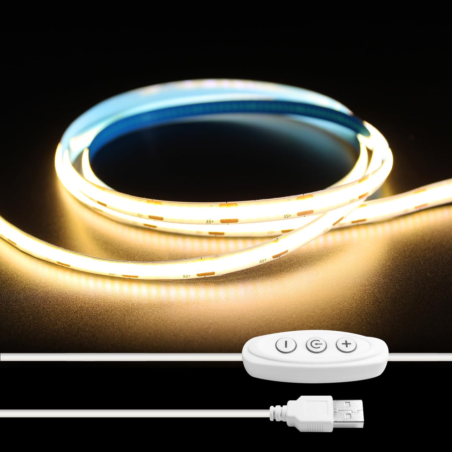 ledテープライト COB USBライト 高密度 入電電圧5v 320LEDs/m 調光可能 カット可能 両面テープ設置 幅8mm 飾り用 昼光色テープライト 2M