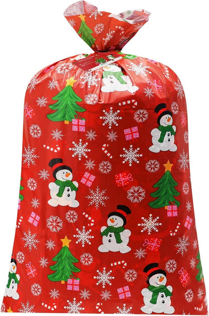 クリスマス ラッピング袋 特大 91x112CM グリーティングバッグ かわいい プレゼント ギフト袋 おしゃれ ロープ シール 付き