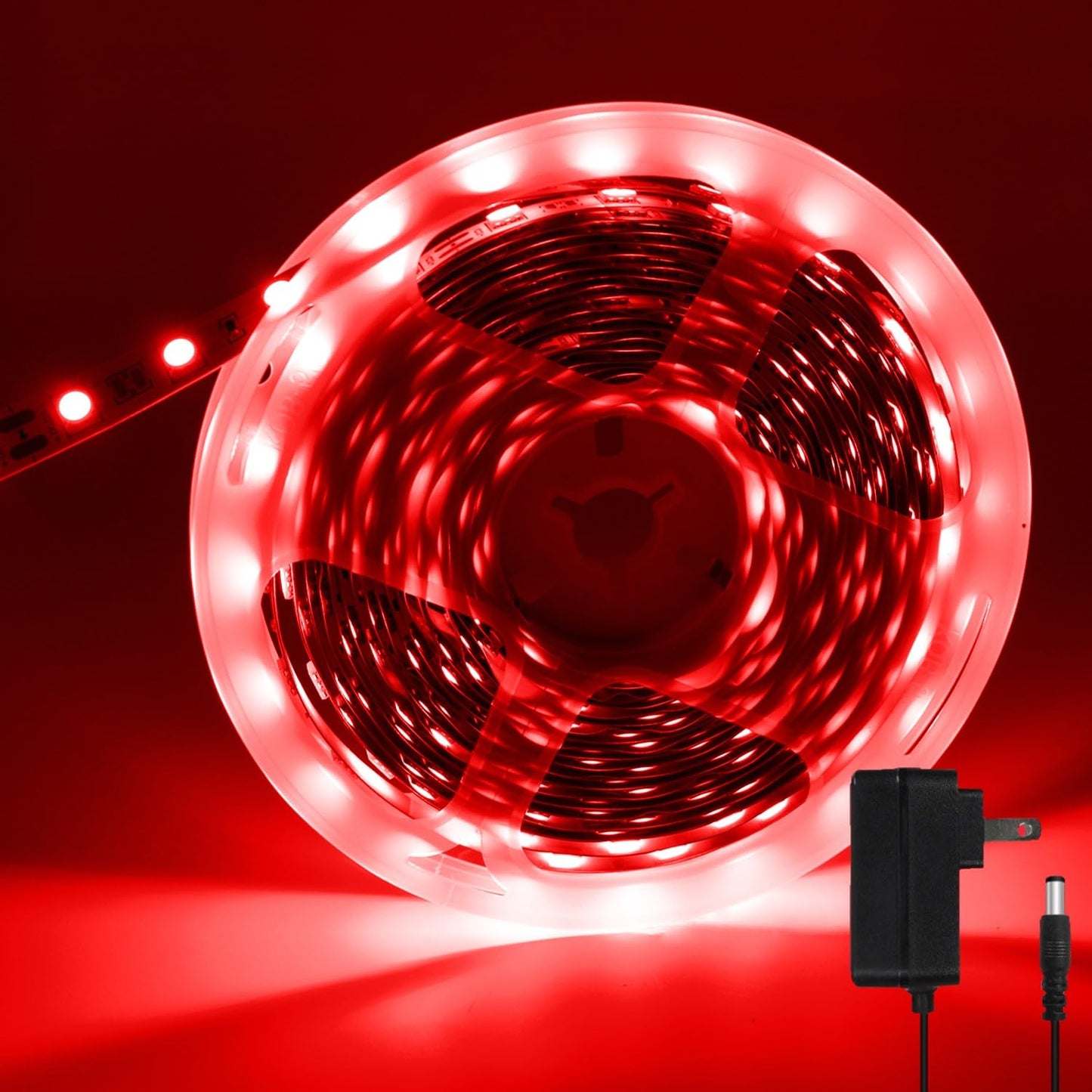 ledテープライト 5m 12v レッド 幅10mm smd5050 60LEDs/m テープライト led 間接照明 高輝度 切断可能 両面テープ 取付簡単 アタブター付き