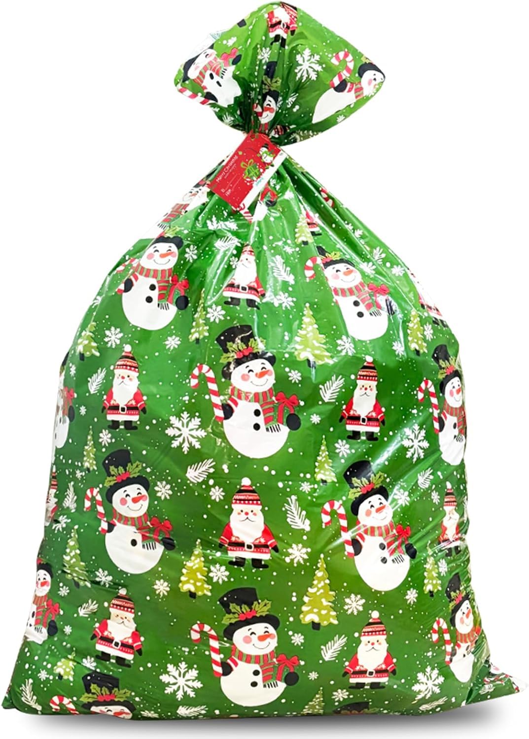 クリスマス ラッピング袋 特大 91x112CM グリーティングバッグ かわいい プレゼント ギフト袋 おしゃれ ロープ シール 付き