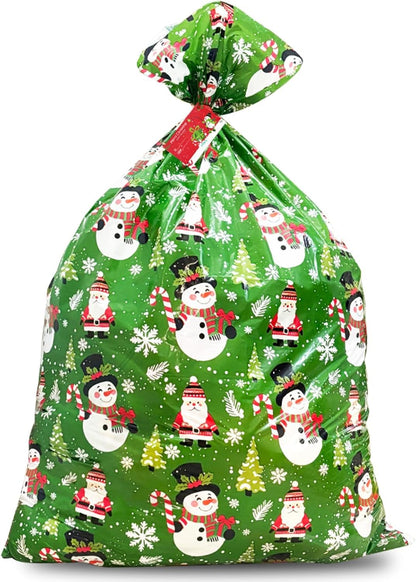 クリスマス ラッピング袋 特大 91x112CM グリーティングバッグ かわいい プレゼント ギフト袋 おしゃれ ロープ シール 付き