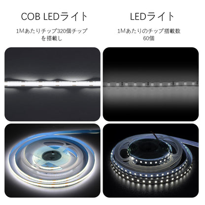 ledテープライト 10m 24v テープライト 昼光色 ledテープ 高輝度 CRI93+ 幅8mm 両面テープ 間接照明 切断可能 320LEDs/m