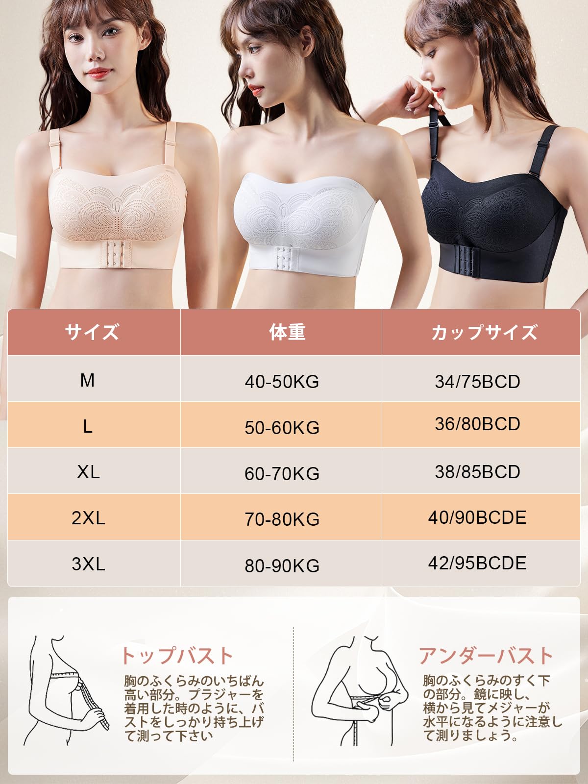 ストラップレスブラ 落ちない チューブトップ ぶら【ノンワイヤー ・しっかり安定・三重滑り止め】 紐なしブラ