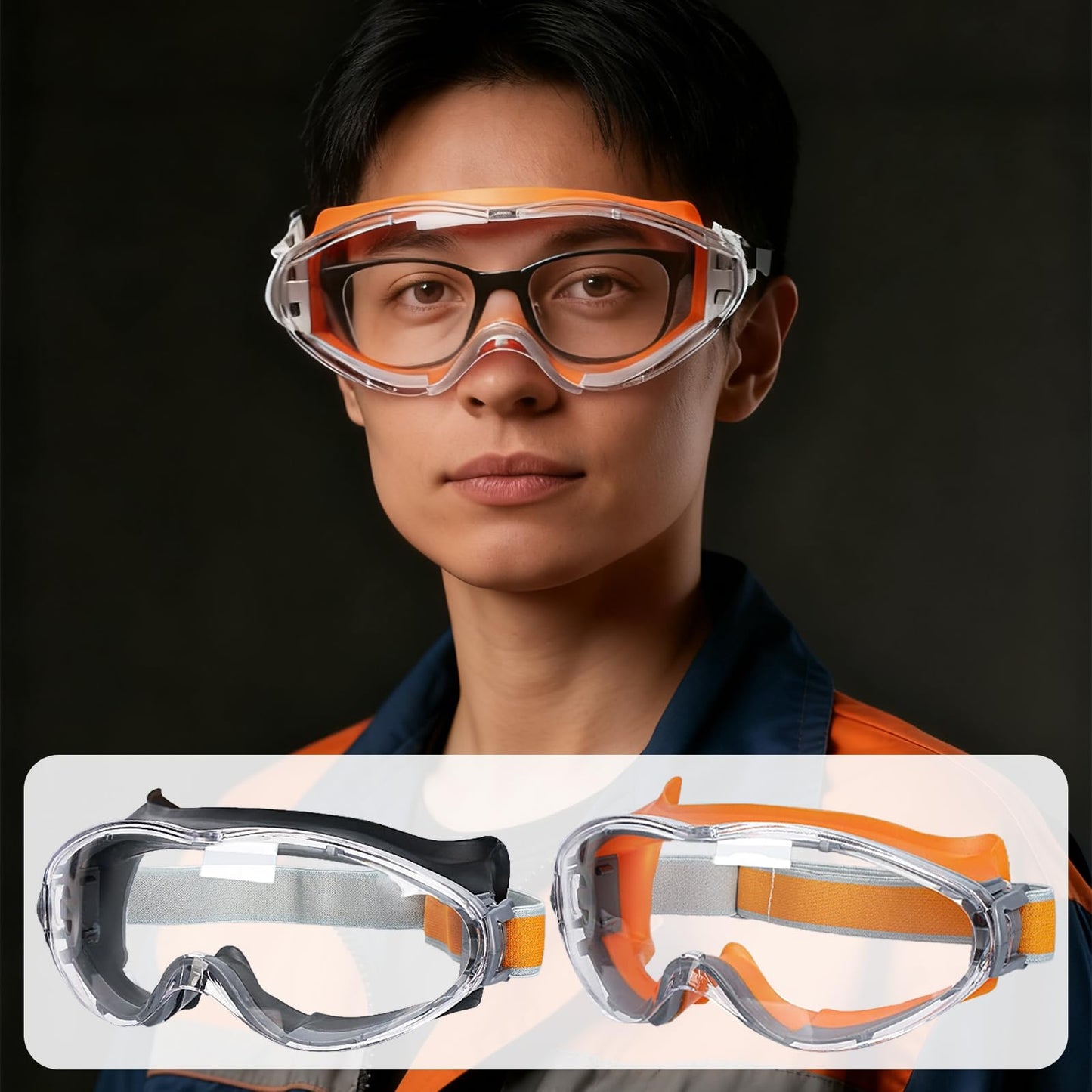 防塵ゴーグル 火山灰 防塵防風防曇マスク 工事現場/溶接/実験室兼用 眼鏡併用可能 ポリカーボネート強化レンズ 軽量 花粉粉塵完全遮断