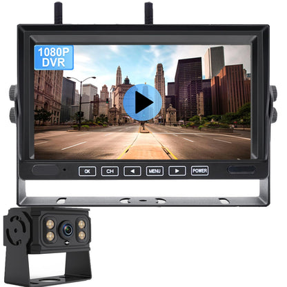 バックカメラ バックカメラモニターセット バックモニター トラック用品 バックカメラ ワイヤレス HD1080P DVR録画 12V-24V対応 DIYガイドライン 暗視機能 正像 鏡像切替 IP68防水 J-4-44